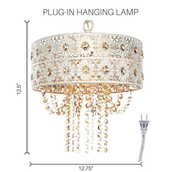 Wedgeworth Champaign Jewels W/ White Punched Metal Drum Pendant Lamp 12.75" Wide - Picture 2 of 14